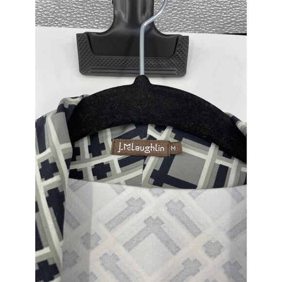 J. McLaughlin Dress Womens Medium Faux Wrap Black Gray Catalina Cloth - Picture 3 of 4